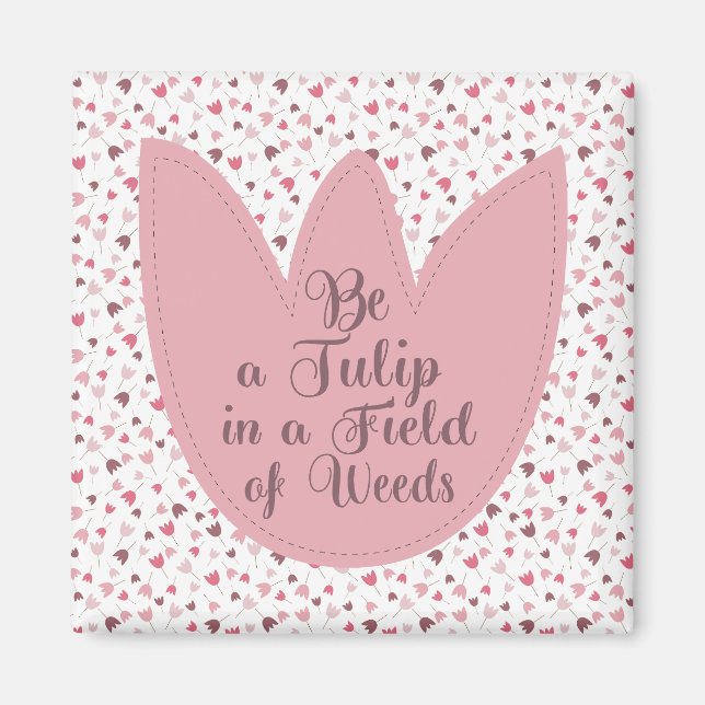 Sweet Simple Pink Tulip Pattern - All direction Magnet (Front)