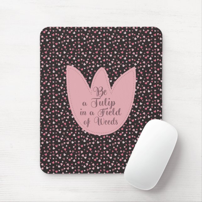 Sweet Simple Pink Tulip Pattern - All direction Mouse Pad (With Mouse)