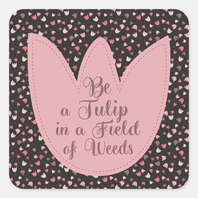 Sweet Simple Pink Tulip Pattern - All direction Square Sticker (Front)