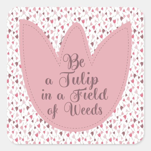Sweet Simple Pink Tulip Pattern - All direction Square Sticker (Front)