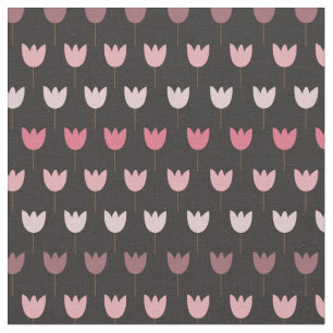 Sweet Simple Pink Tulip Pattern - dark background Fabric