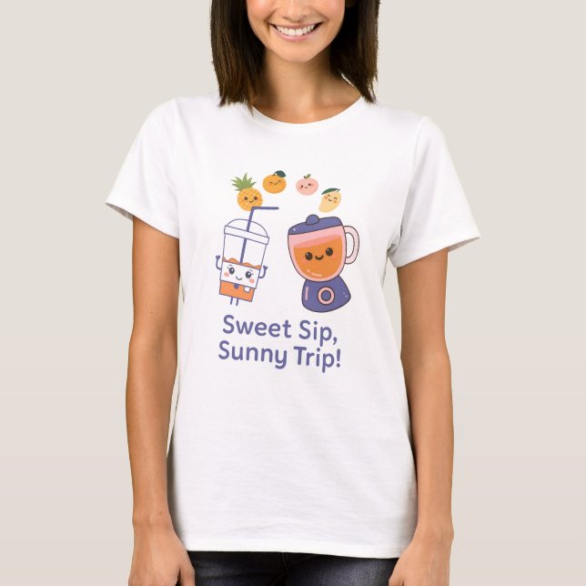 Sweet Sip, Sunny Trip – Kawaii Summer Smoothy  T-Shirt (Front)