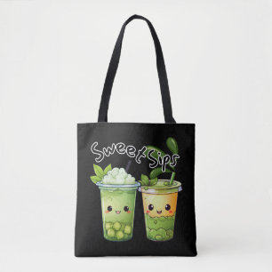Sweet Sips Kawaii Bubble Tea Duo Tote Bag