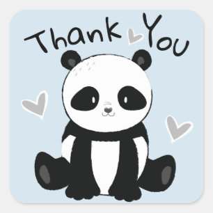 Sweet Sitting Panda Bear Thank You Square Sticker