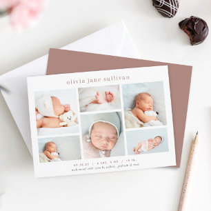 Sweet Six Photo Collage Birth Announcement