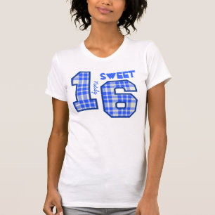 Sweet Sixteeen 16 Birthday PLAID Custom Name V94F T-Shirt