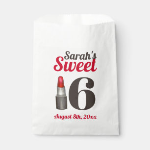 Sweet Sixteen 16 Birthday Party Red Lipstick Favour Bag