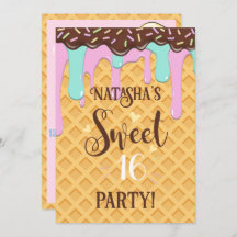 Sweet Sixteen 16 Drippy Waffle Cone