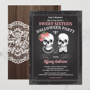 Sweet sixteen 16 Halloween birthday party pink Invitation