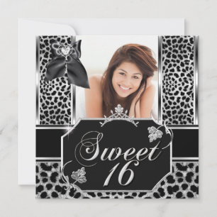 Sweet Sixteen 16 Leopard Birthday Party Photo Invitation