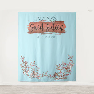 Sweet Sixteen 16 Photo Booth Party Backdrop Gold Tapestry