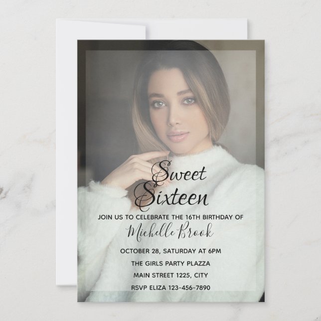 Sweet Sixteen 16 Photo Lovely Invitation (Front)