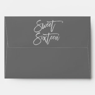 Sweet Sixteen 16 Silver Foil Modern Script Envelopes