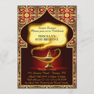 Sweet Sixteen, 16th 15th birthday, Arabian night Invitation