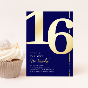 Sweet Sixteen 16th Birthday Party Foil Invitation