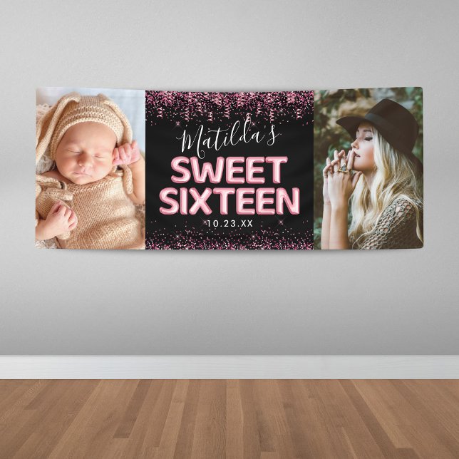 Sweet Sixteen 16th Birthday Party Photo Banner (Creator Uploaded)