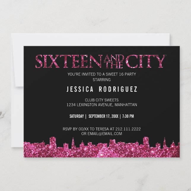 Sweet Sixteen and The City Sweet 16 Birthday Party Invitation (Front)