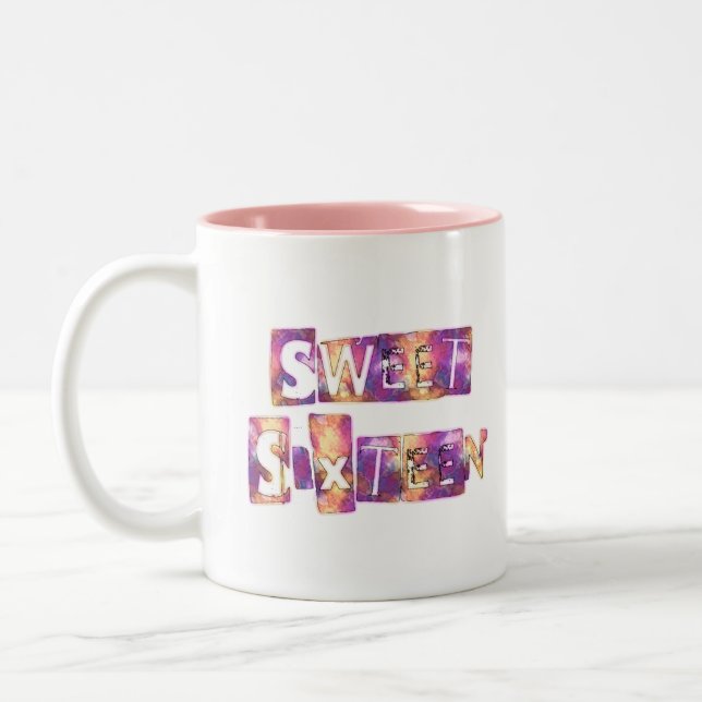 Sweet Sixteen Art Print Two-Tone Coffee Mug (Left)