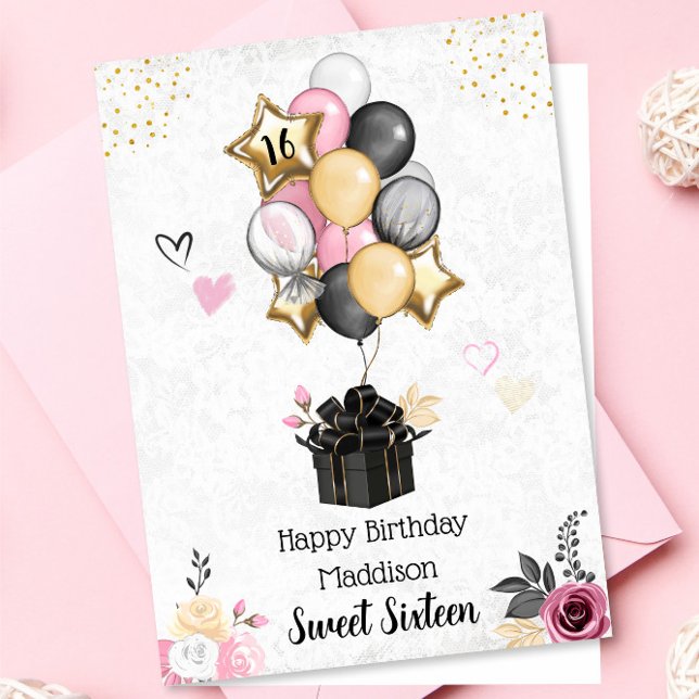 Sweet Sixteen Balloons Happy Birthday Card (Creator Uploaded)