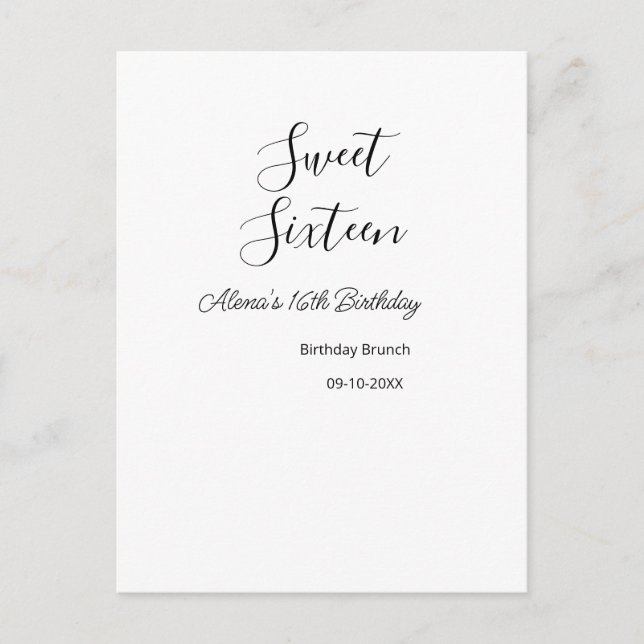 Sweet sixteen birthday brunch 16th birthday name d postcard (Front)