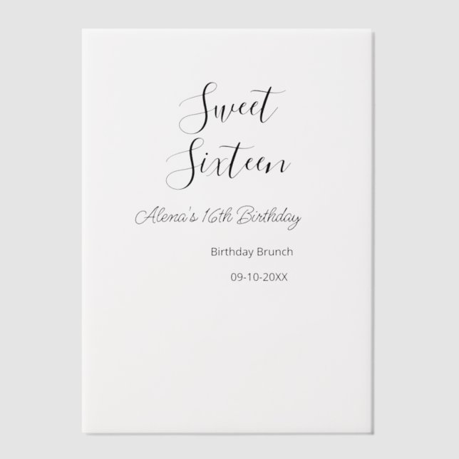 Sweet sixteen birthday brunch 16th birthday name d vellum invitations (Front)