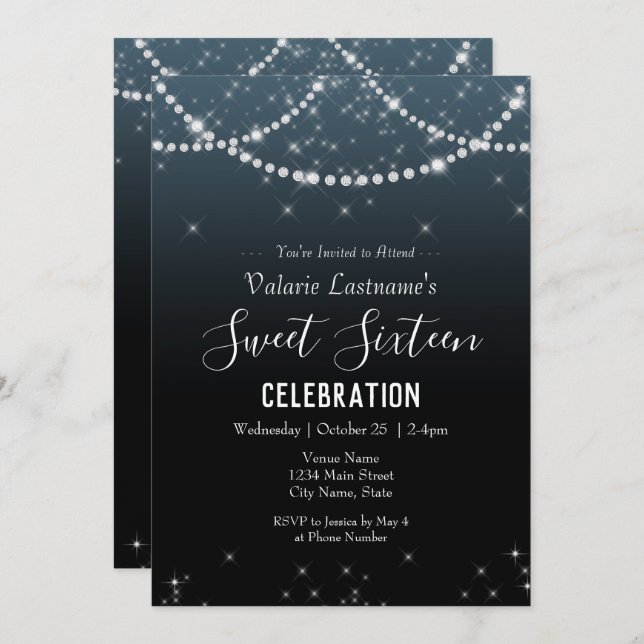 Sweet Sixteen Birthday Celebration Ombre Diamond (Front/Back)