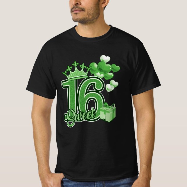 Sweet Sixteen Birthday Green T-Shirt (Front)