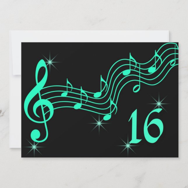 Sweet Sixteen Birthday Invitation Music Notes (Front)
