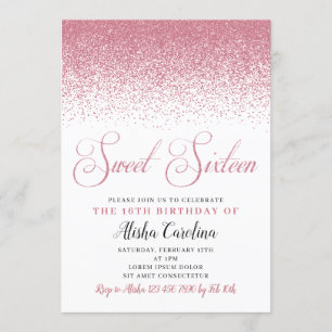 Sweet Sixteen Birthday Invitations, Rose Gold Invitation
