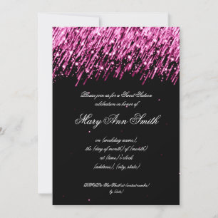 Sweet Sixteen Birthday Party Falling Stars Pink Invitation