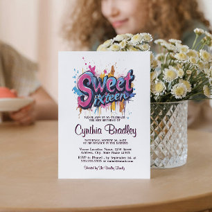 Sweet Sixteen Birthday Party I Graffiti style  Invitation