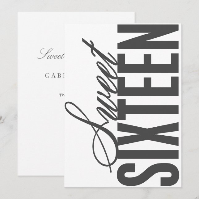 Sweet Sixteen | Birthday Party Invite (Front/Back)