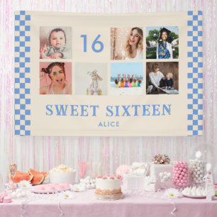 Sweet Sixteen Birthday Party Photo Collage Banner