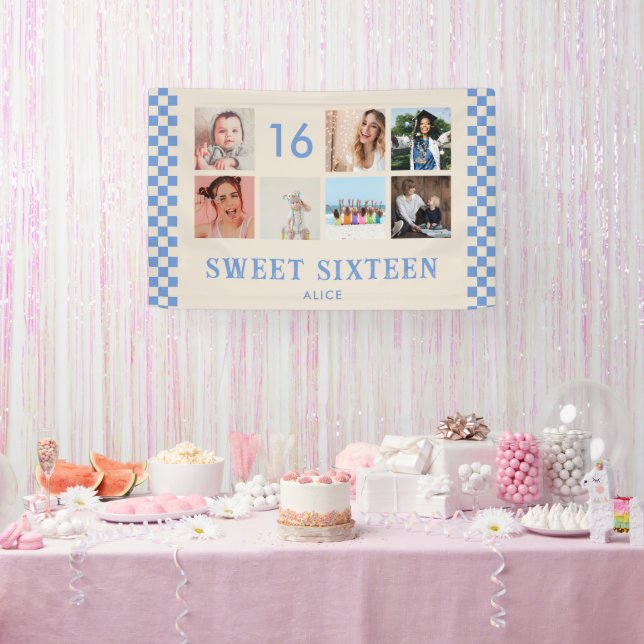 Sweet Sixteen Birthday Party Photo Collage Banner (Party)