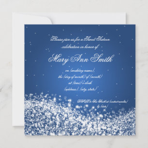 Sweet Sixteen Birthday Party Sparkling Wave Blue Invitation