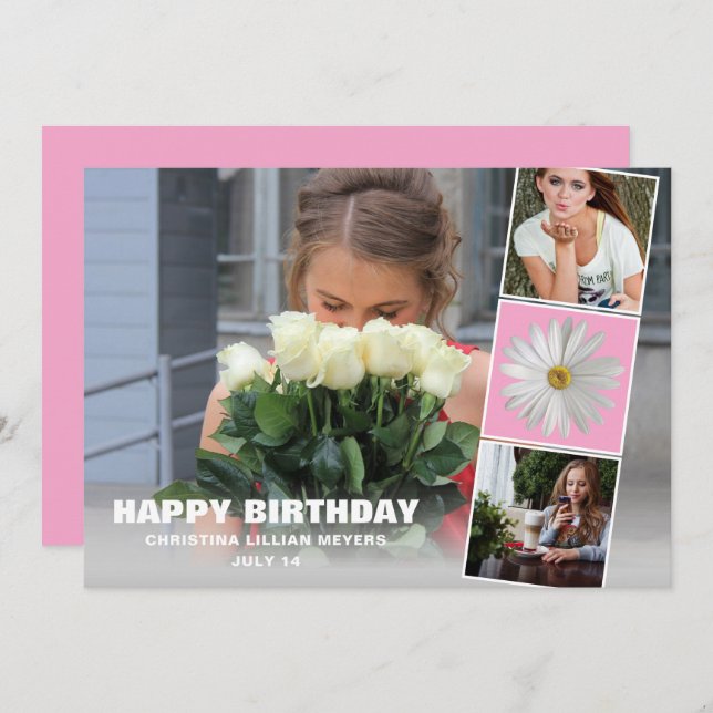 Sweet Sixteen Birthday Photo Collage Card (Front/Back)