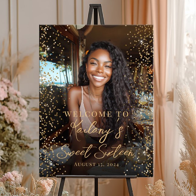 Sweet sixteen birthday photo welcome poster (Creator Uploaded)