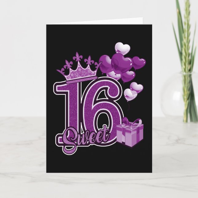 Sweet Sixteen Birthday Purple Card (Front)