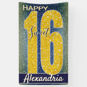 Sweet Sixteen Birthday   Stars Sky Blue Galaxy Banner