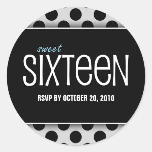 Sweet Sixteen Black & Silver RSVP Envelope Seals