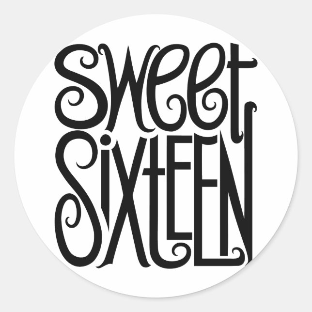 Sweet Sixteen black Sticker (Front)