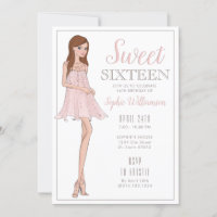 Sweet Sixteen Blonde Girl Birthday  Invitation