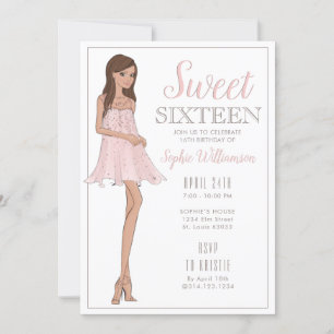 Sweet Sixteen Blonde Girl Birthday  Invitation