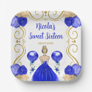 Sweet Sixteen Blonde Princess in Blue Paper Plate