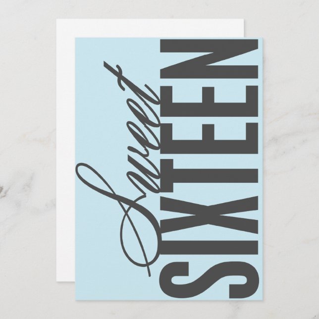 Sweet Sixteen | Blue Birthday Party Invite (Front/Back)