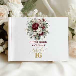 Sweet Sixteen Blush Burgundy Guest Book Sign