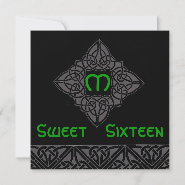 Sweet Sixteen Celtic Style Invitation Card-Cust. (Front)