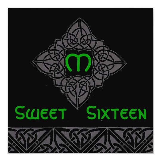 Sweet Sixteen Celtic Style Invitation Card-Cust.