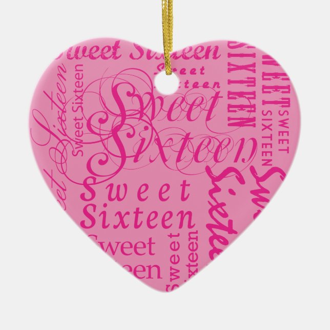 Sweet Sixteen Ceramic Tree Decoration (Front)