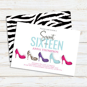Sweet Sixteen Chic Colourful Birthday Party Invitation